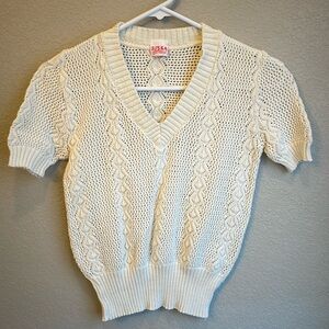 Vintage Crochet Short Sleeve Sweater